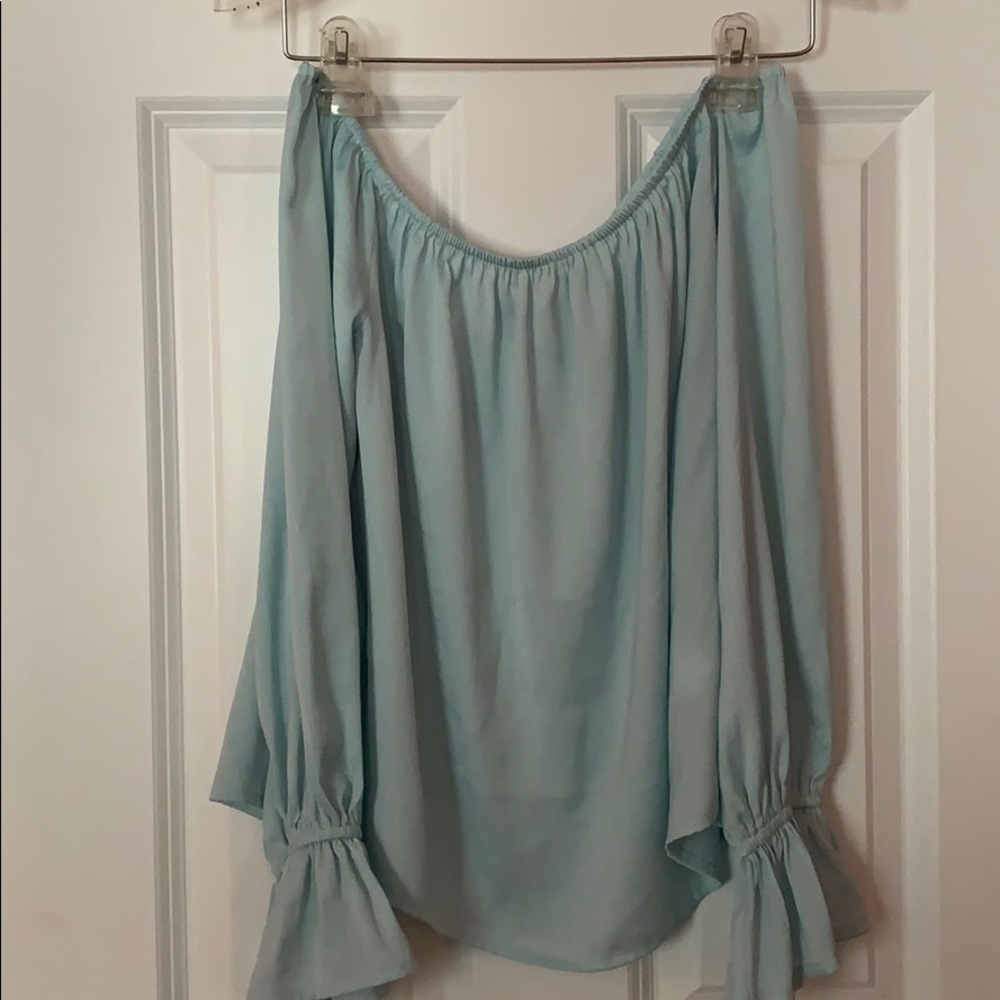 Light Blue off the shoulder blouse